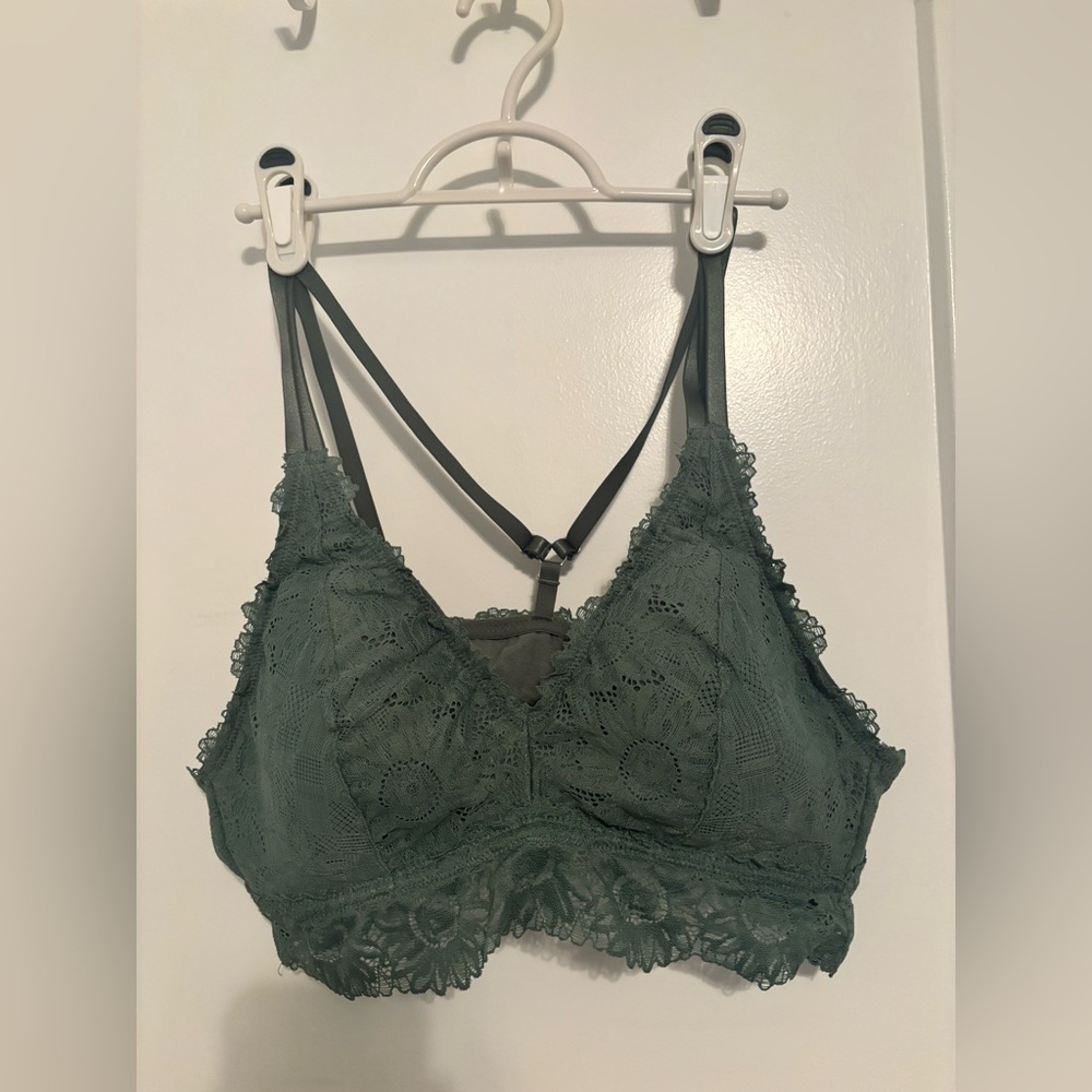 Aerie Green Lace Trim Bra